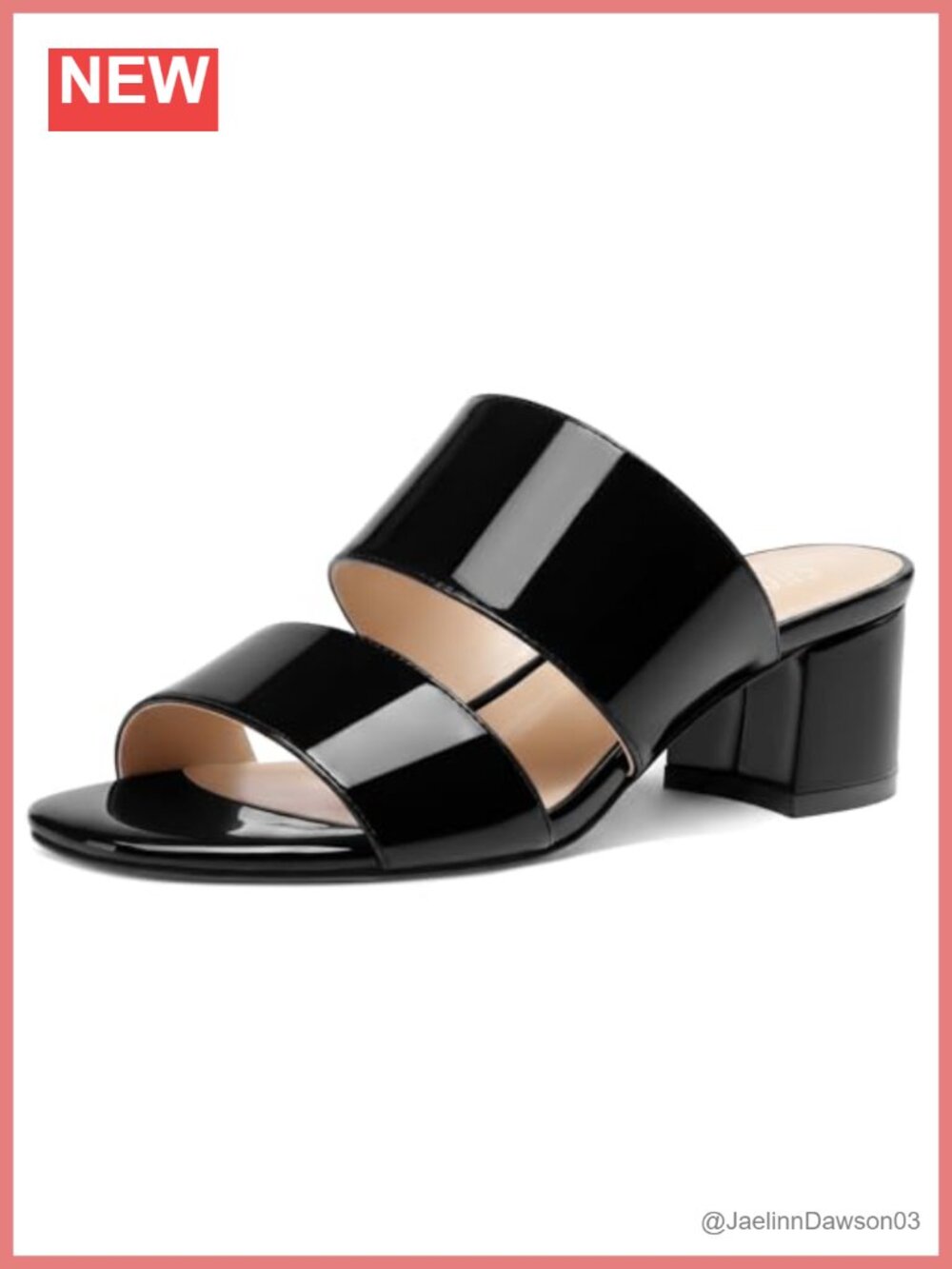 Women's Chunky Heel Mules Slip On Open Toe Two Strap Low Heel Sandals